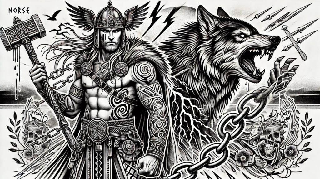 Týr e tatuaggio con fenrir